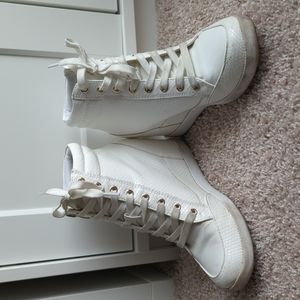 White sneaker wedges
